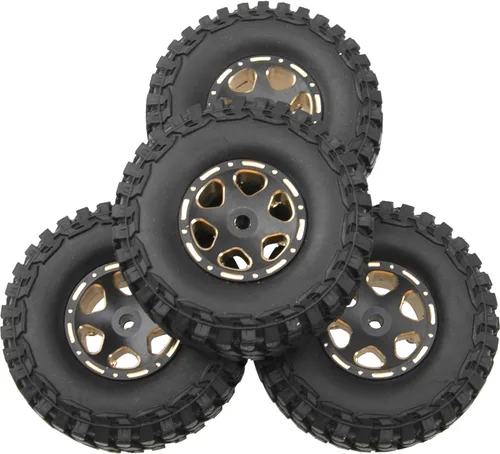 Miniatura 5 de ShareGoo Brass 1.0 Beadlock llanta de rueda y neumático de goma de 2.16 pulgadas con espuma compatible con Axial SCX24 AXI90081 AXI00001 AXI00002