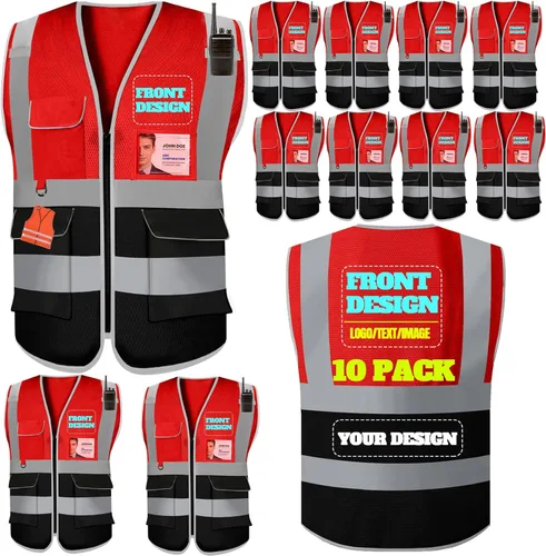 Miniatura 20 de BeautyWill Chaleco de seguridad personalizado Logo Clase 2 Chaleco reflectante de alta visibilidad con bolsillos Ropa de trabajo de construcción
