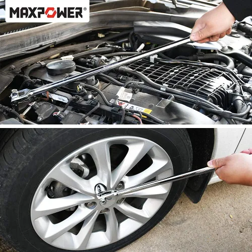 Miniatura 8 de MAXPOWER 1/2-pulgada y 3/8-pulgada de transmisión Barra de disyuntor de 24 pulgadas con mango flexible de doble transmisión