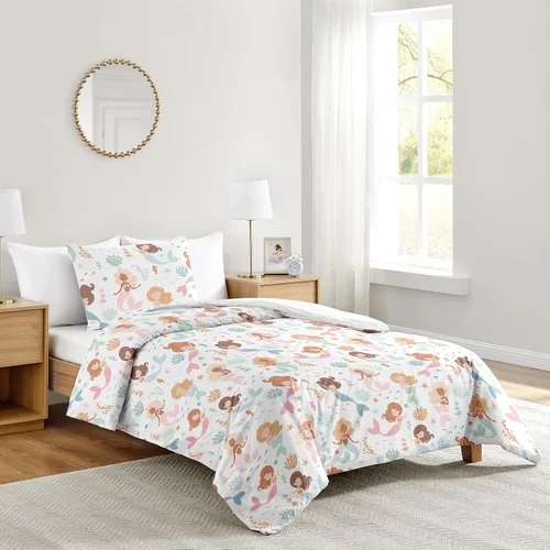 Miniatura 16 de Sweet Jojo Designs Juego de edredón individual de 2 piezas (flores de ciervos del bosque) para niñas, niños, ropa de cama para niños, cama en una