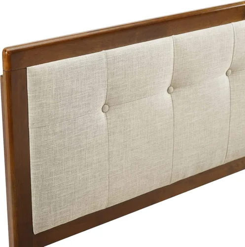 Miniatura 5 de Modway Draper - Cabecera capitoné de tela y madera en color beige nogal
