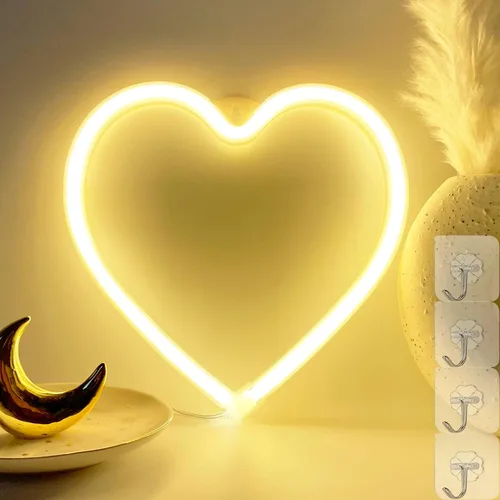 Miniatura 9 de Luces en forma de corazón, luz de neón de corazón azul, luces de corazón de San Valentín, luces de corazón enchufables, luces LED de San Valentín