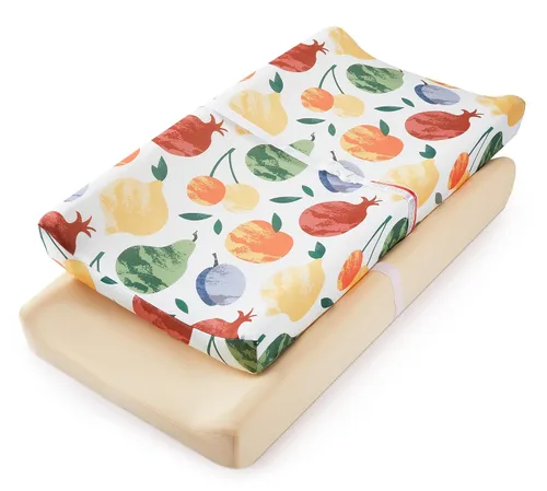 Miniatura 18 de TILLYOU Juego de funda para cambiador de pañales de material suave de jersey para niña, se adapta a almohadillas contorneadas de 32 pulgadas/34 x 16