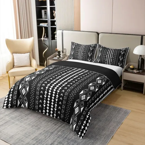 Miniatura 3 de Erosebridal Bohemian 100% Natural Cotton Duvet Cover Twin Country Southwestern Bedding Set Boho Aztec Arrows Diamond Comforter Cover Black Gray