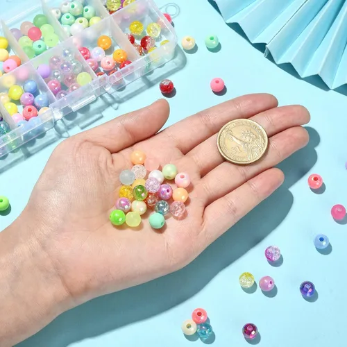Miniatura 4 de LiQunSweet 200 cuentas acrílicas opacas de 0.315 pulgadas (0.315 in), cuentas redondas de color AB, cuentas sueltas espaciadoras para fabricación