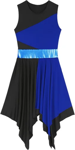 Miniatura 20 de easyforever Vestido de baile sin mangas con bloques de color para mujer, alabanza litúrgica, ropa de baile lírico, vestido de bata de adoración