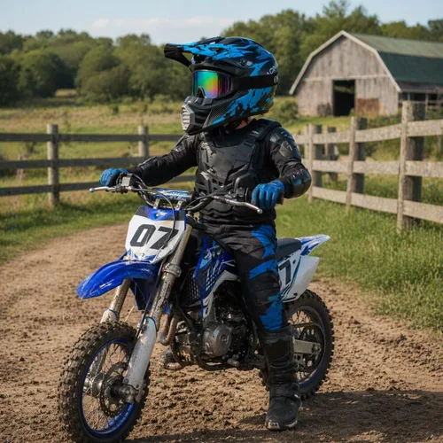 Miniatura 7 de Casco para niños y jóvenes para bicicleta de tierra, motocross, todoterreno, motocicleta, ATV, UTV, bicicleta de calle, Combo de guantes, gafas
