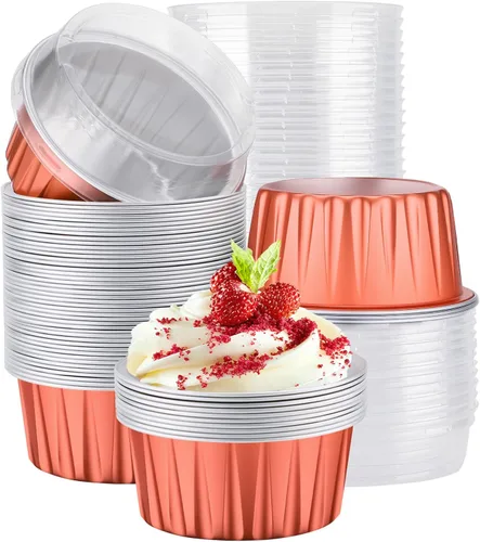 Miniatura 11 de EUSOAR Forros para cupcakes para hornear, 50 forros para magdalenas de 5 onzas, moldes de papel de aluminio desechables, recipientes de postre, 5