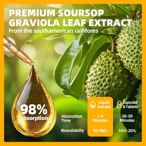 Miniatura 6 de Extracto líquido de hoja de graviola de guanábana para apoyo celular y regeneración, refuerzo inmunológico, relajación, hígado y sueño, líquido