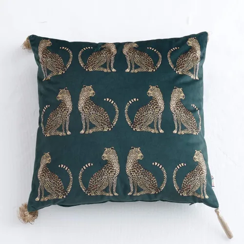 Miniatura 10 de vctops - Funda de cojín cuadrada con estampado de leopardo, super suave, de terciopelo, con diseño de animales, con borlas, funda decorativa