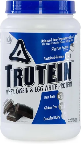 Miniatura 32 de Body Nutrition Trutein Polvo de Proteína Alto: 45% Suero, 45% Caseína, 10% Clara de Huevo, Sin Gluten, Bajo en Sodio, Polvo de Proteína de Suero