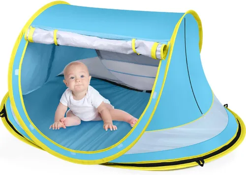 Baby Beach Tent,Large Pop Up Beach Tent Sun Shade for Beach,Portable Baby Travel Tent with Mosquito Net,Indoor Baby Play Tent,UPF 50+ UV Protection