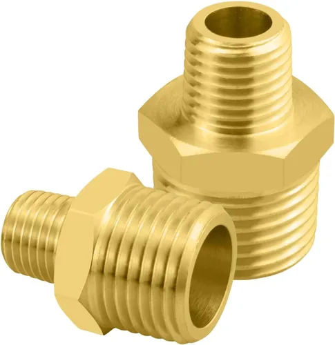 Miniatura 10 de SDTC Tech Paquete de 2 accesorios de tubería de latón 1/4 NPT rosca macho a 1/8 NPT macho adaptador reductor de rosca macho conectores de pezón