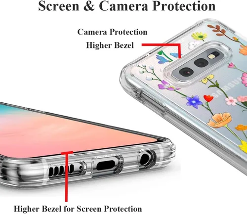 Miniatura 4 de Unov Funda para Galaxy S10, transparente con diseño, ajuste delgado, buen agarre, funda de teléfono en relieve, cubierta protectora a prueba