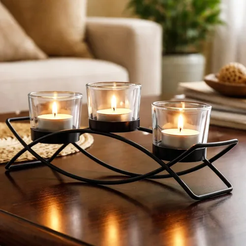 Miniatura 16 de Seraphic - Porta velas arqueado de hierro para centro de mesa Blanco