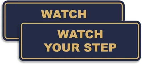 Miniatura 22 de Signs ByLITA Letrero estándar para pared o puerta con texto en inglés «Watch Your Step», señalización de salud y seguridad (negro), mediano