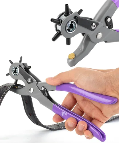 Miniatura 12 de UNCO- Herramienta de perforación de cuero para perforación, 5/64", 3/32", 7/64", 1/8", 5/32", 3/16" 6 Different Hole Sizes, Durable Hole Punch for