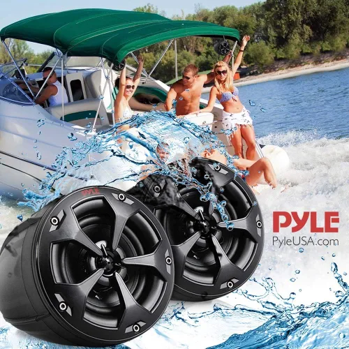 Miniatura 6 de Pyle Altavoces todoterreno impermeables con amplificador, 4 pulgadas, 800 W, 2 canales, sistema de altavoces Waketower de grado marino de rango