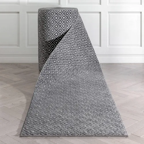 Miniatura 10 de Well Woven Alfombra de pasillo de tamaño personalizado, elige tu longitud, color gris piano, tribal, diamante, geométrico, 31 pulgadas de ancho x 16