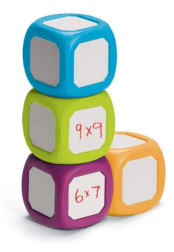 Miniatura 6 de hand2mind Dados pequeños de plástico para escribir y limpiar para niños de 5 a 8 años, superficie de borrado en seco en todos los lados, dibujar