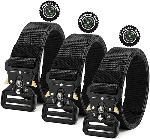 Miniatura 12 de DOOPAI Cinturón táctico para hombre, tela militar de nailon negro con hebilla de liberación rápida, ideal para el trabajo, senderismo 21-1 Negro