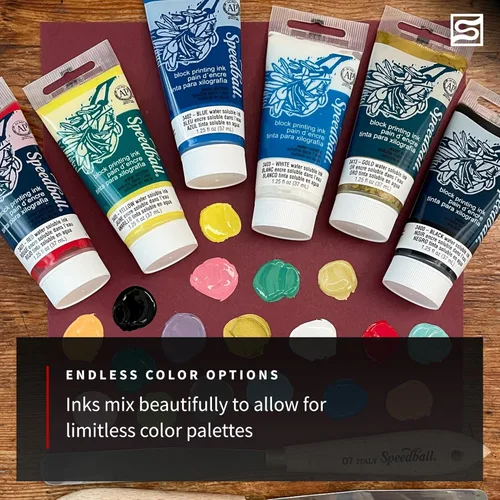 Miniatura 5 de Speedball Tinta de impresión en bloque soluble en agua 3815 – Color intenso con acabado satinado AP no tóxico 8 onzas líquidas, peltre