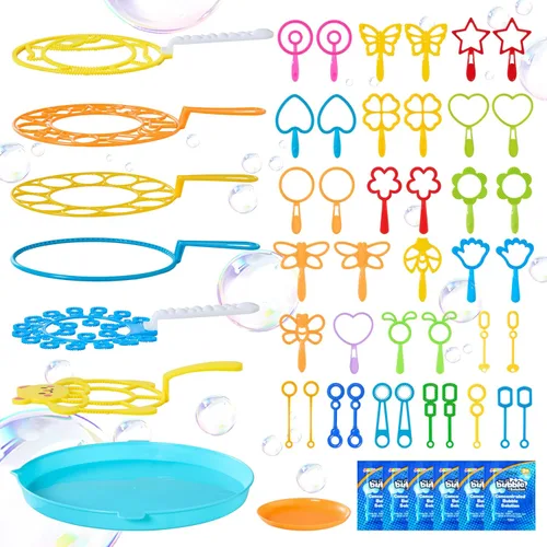 Miniatura 10 de JOYIN Juego de 29 varitas de burbujas grandes, varita gigante de burbujas a granel con bandeja para niños que soplan al aire libre, juguetes