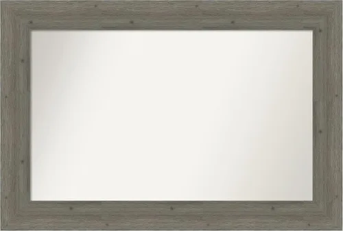 Miniatura 109 de Amanti Art Espejo de baño gris para sobre el fregadero, 27 x 27 pulgadas, espejo de tocador cuadrado gris, marco de madera rústica de campo medio
