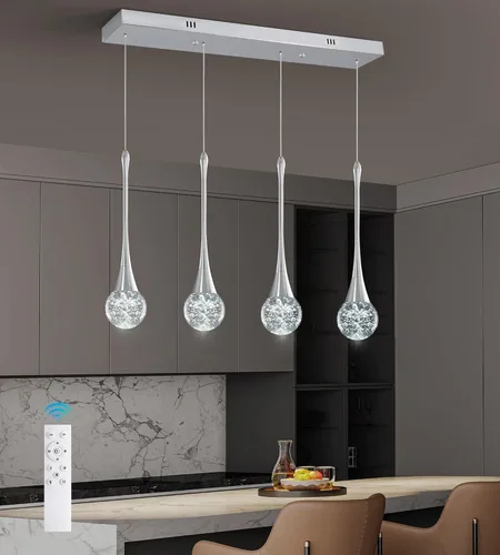 Miniatura 33 de Moderno candelabro de cristal de 7 luces, color negro, H60 pulgadas, techo alto, espiral, regulable, LED, burbuja, gota de lluvia, lámpara