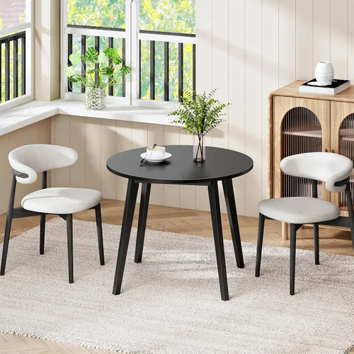 Miniatura 9 de HOOBRO Mesa de Comedor de Bambú, Mesa de Comedor Redonda para 2, Mesa de Cocina de 27.5" para Espacios Pequeños, Mesa de Escribir, Fácil de Montar