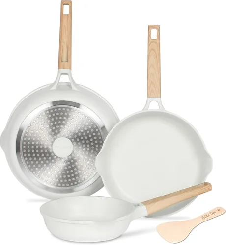 ESLITE LIFE Juego de sartenes antiadherentes para tortilla de huevo, utensilios de cocina con revestimiento de cerámica saludable, sartén de chef,