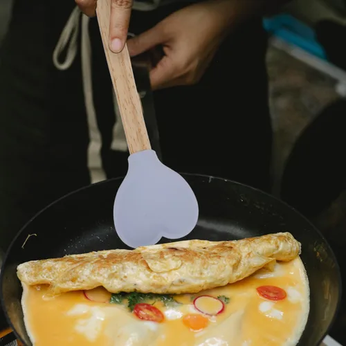 Miniatura 8 de Cucharas de cocina de corazón, cucharas de mezcla de silicona, suministros de cocina, ensalada de sopa