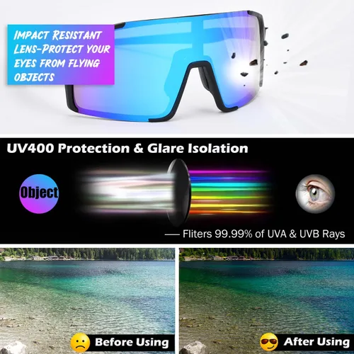 Miniatura 7 de Gafas de sol polarizadas para hombres, mujeres y jóvenes, protección UV, deportes, béisbol, gafas de sol para ciclismo, softbol, MTB y correr