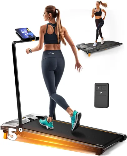BestGod - Caminadora plegable para oficina en casa con barra de apoyo, capacidad de 330 libras, para debajo del escritorio, caminadora con Carbón