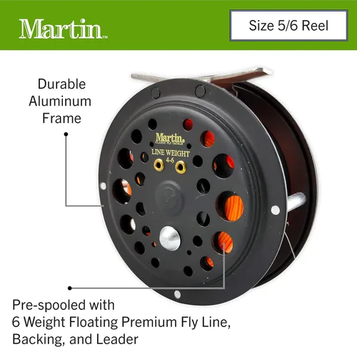 Miniatura 3 de Martin - Kit completo de pesca con mosca, caña de pescar con mosca de 3 piezas de 8 pies 5/6 de peso, carrete de control de borde tamaño 5/6
