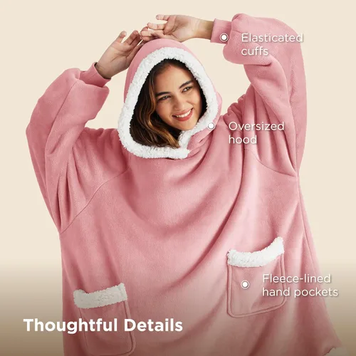 Miniatura 7 de Bedsure Manta con Capucha, Manta Portátil con Capucha como Regalos para Mamá, Regalos de Cumpleaños para Mujeres, Niños y Adolescentes, Sudadera