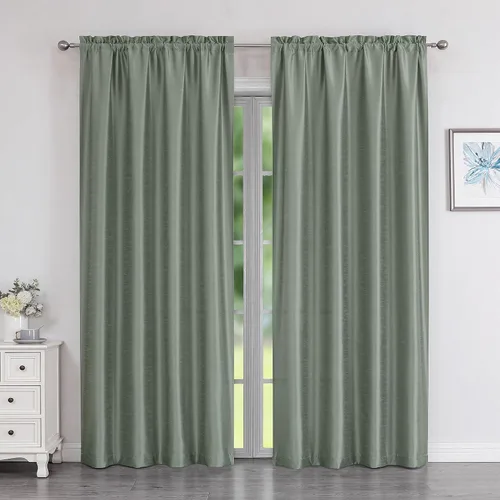 Miniatura 40 de Chyhomenyc Uptown - Cortinas negras de 24 pulgadas de largo, 2 paneles, cortinas cortas de seda sintética para oscurecer la habitación, cortinas