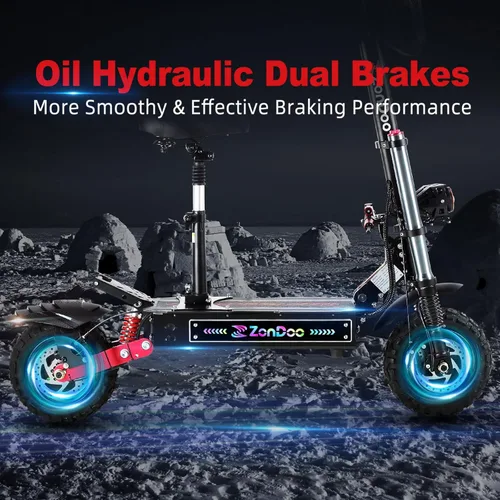 Miniatura 6 de Adult Electric Scooter 55MPH Fast 6000W Dual Motors 60 Miles Long Range Off Road All Terrain Oil Hydraulic Brake Dual Suspension Sports ZonDoo ZO03