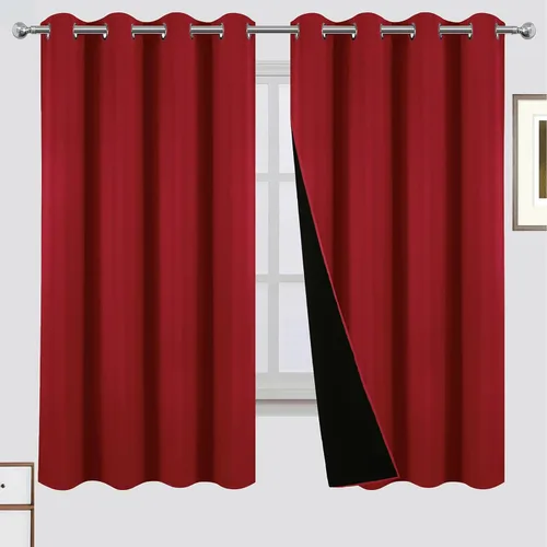 Miniatura 74 de LEMOMO Cortinas 100% opacas de 52 x 95 pulgadas, 2 paneles de oscurecimiento con aislamiento térmico para dormitorio Negro