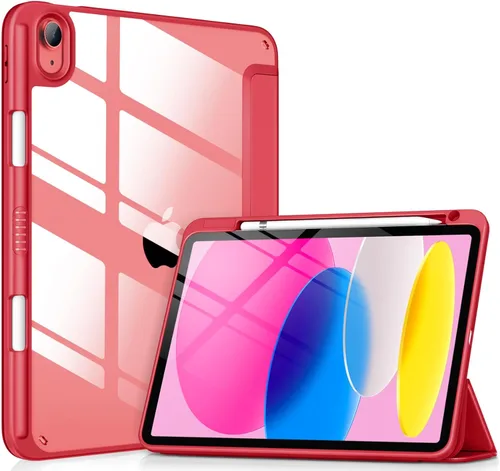 DTTOCASE - Funda para iPad de 10.ª generación de 2022, 10.9”, reverso transparente y marco de poliuretano termoplástico antigolpes (portalápiz y