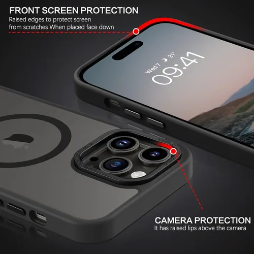 Miniatura 5 de BENTOBEN Funda magnética para iPhone 14 Pro [compatible con Magsafe] translúcida mate 14 Pro, delgada, a prueba de golpes, para mujeres, hombres