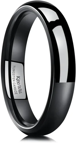 Miniatura 14 de King Will Alianza de boda de carburo de tungsteno para hombres y mujeres, anillos de promesa para parejas abovedados de alto pulido