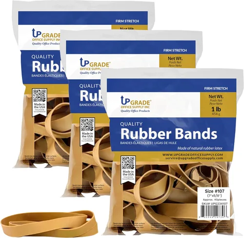Miniatura 6 de Upgrade Office Supply UPG234107 Bandas de goma, tamaño #107 (7 pulgadas x 5/8 pulgadas), 40 bandas, bolsa de 1 libra, resistente, EE. UU
