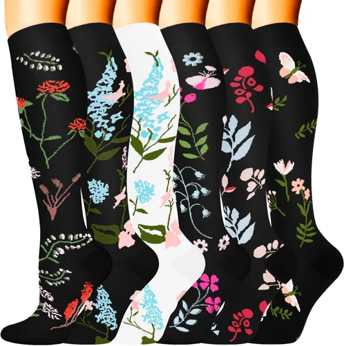 Sooverki - Calcetines de compresión de cobre para circulación, para mujeres y hombres, 6 pares, para correr, atletismo, medicina, enfermería, viajes