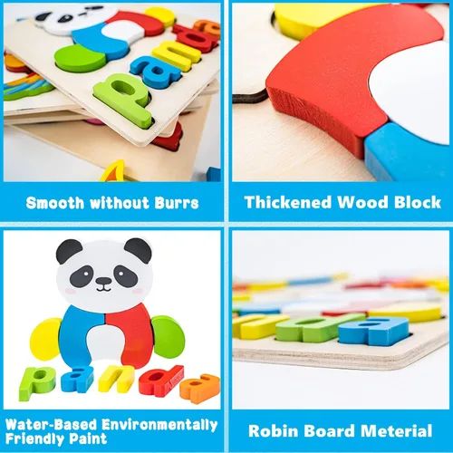 Miniatura 4 de Rompecabezas de madera para niños pequeños de 1, 2, 3 años, juguetes de madera ecológicos, regalo educativo preescolar para niños (paquete de 6)