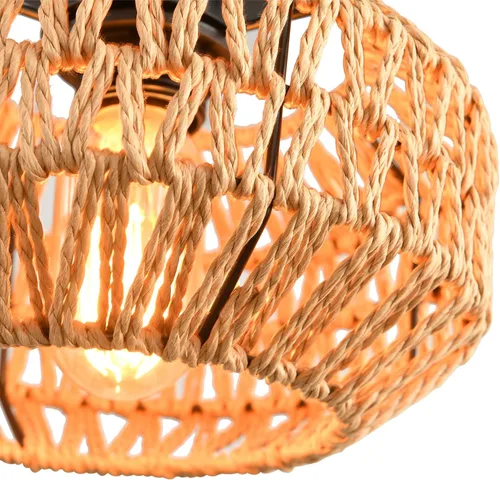 Miniatura 3 de 1 paquete de lámparas de granja para montaje en techo, mini lámpara de techo de ratán bohemio semiempotrada, accesorios de luz de pasillo tejidos a