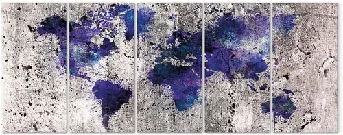 Miniatura 9 de artgeist Lienzo decorativo para pared, mapa del mundo, 40 x 16 pulgadas, 5 unidades, decoración del hogar, enmarcado, estirado, foto, pintura
