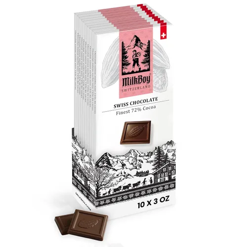 Miniatura 10 de Milkboy Swiss Extra Dark Chocolates - 85% cacao, fabricado en Suiza, sin lácteos, vegano, sin gluten, sin OMG, kosher, de cultivo sostenible