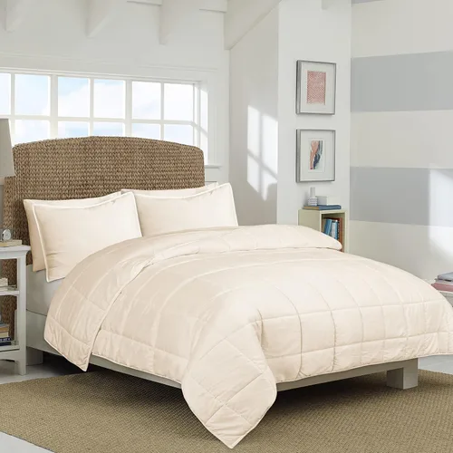 EnvioHome Juego de edredón tamaño Queen con fundas de almohada, ultra suave y acogedor, ligero, estampado, color beige