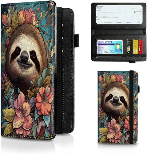 Miniatura 40 de Funda para chequera para hombres y mujeres, cartera de cuero RFID con ranuras para tarjetas de crédito, soporte de cheques duplicados personales
